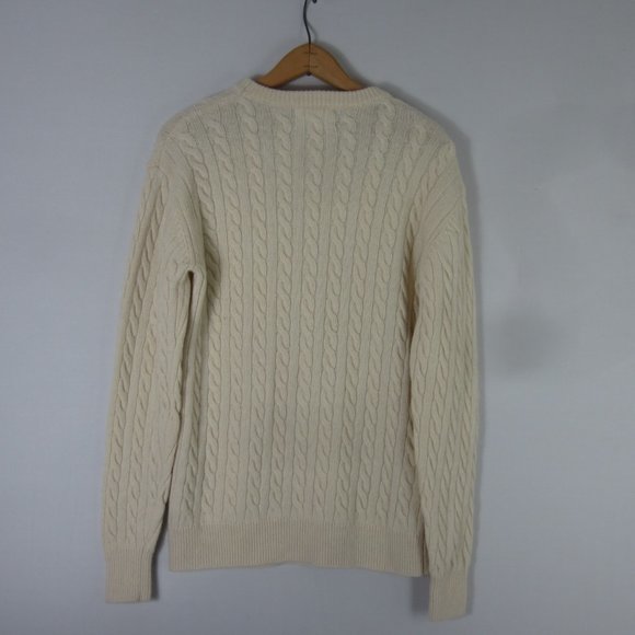 Urban Research Doors Womens 38 Ivory Long Sleeve Cable Wool Pullover Sweater - Picture 4 of 4